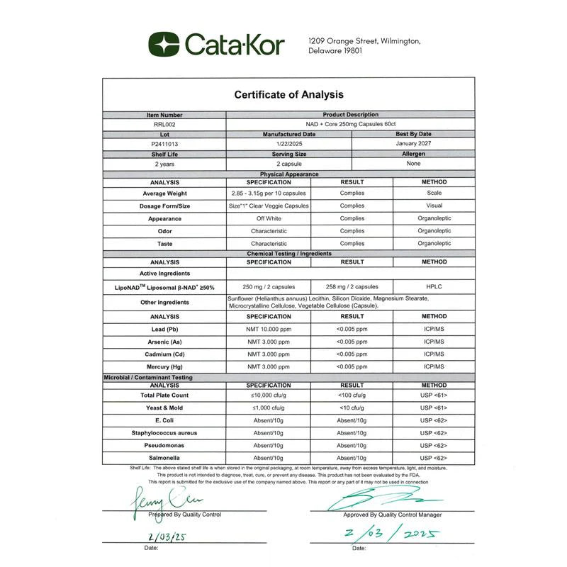 Cata-Kor NR900 - NAD+ Supplement for Skin Aging Support, Energy, and Focus
